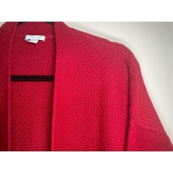 J Jill Easy Textured Long Open Front Cardigan Heathered Red Size MT - Picture 10 of 16